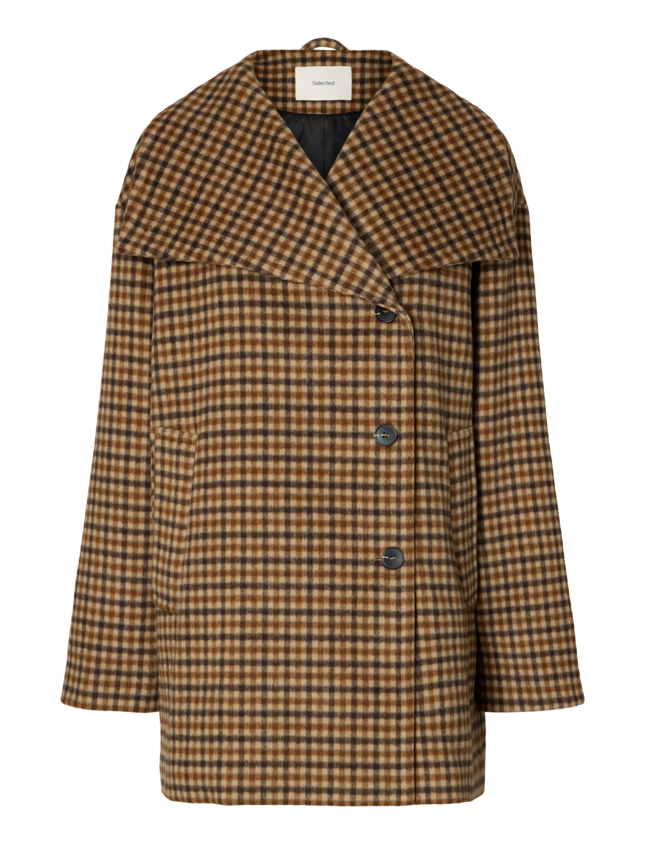 Selected - SLWCAROLYN CHECK WOOL BLEND COAT - winter jackets - toffee - 1