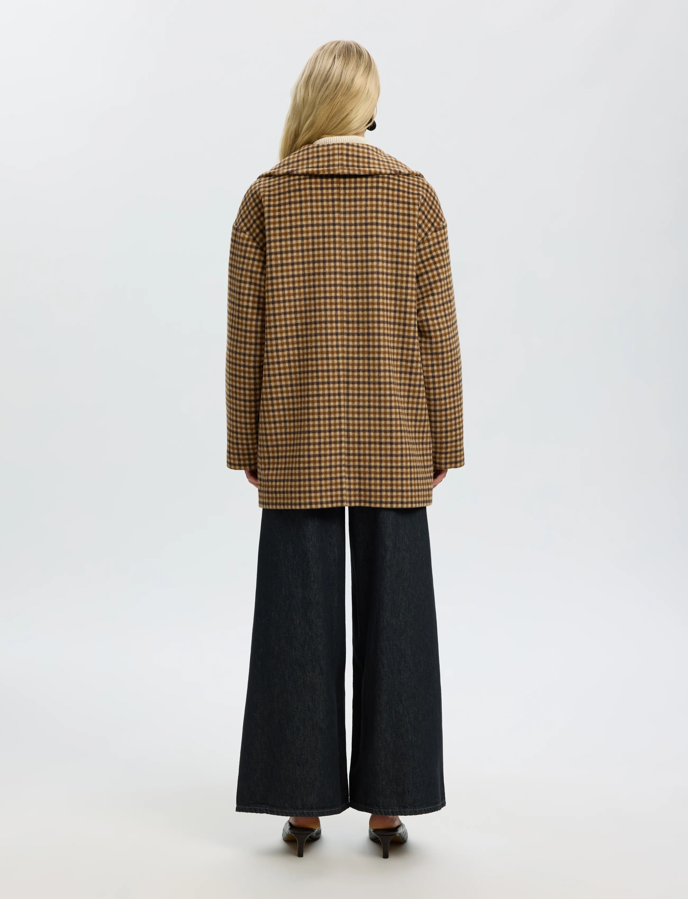 Selected - SLWCAROLYN CHECK WOOL BLEND COAT - winter jackets - toffee - 2