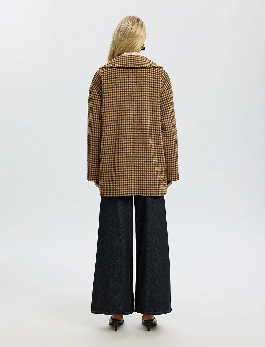 Selected - SLWCAROLYN CHECK WOOL BLEND COAT - winter jackets - toffee - 2