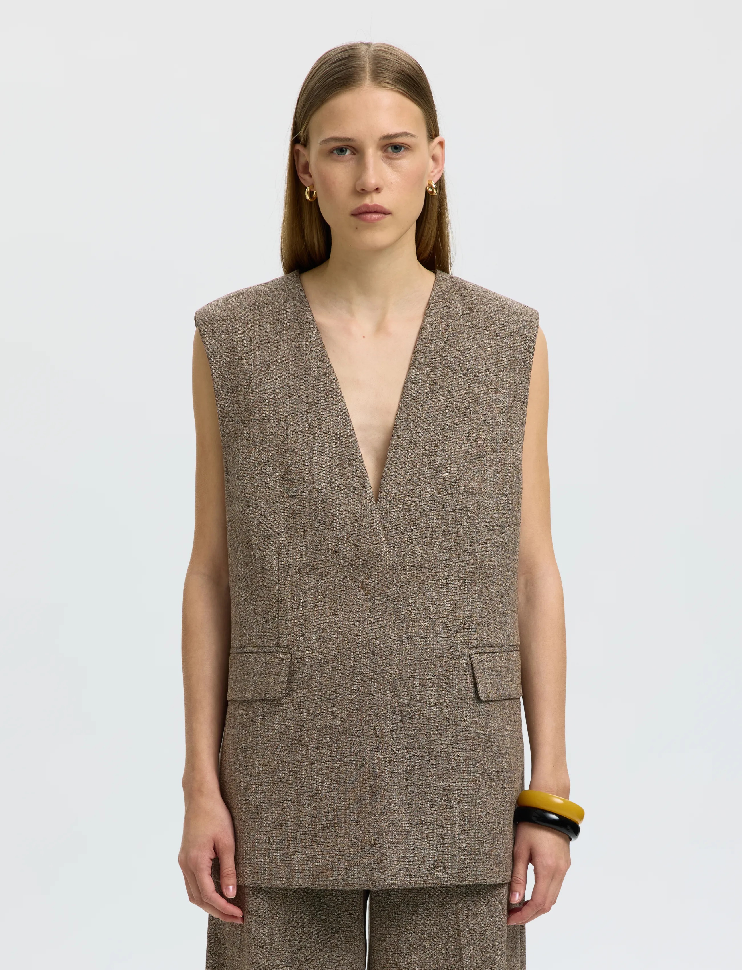 Selected - SLWRELAXED EZMA VEST - veste - chocolate chip - 0