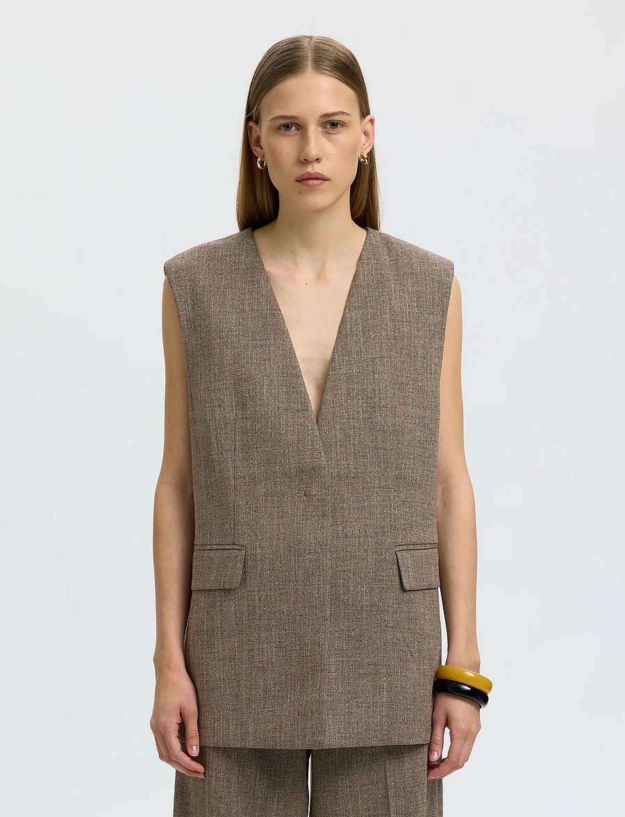 Selected - SLWRELAXED EZMA VEST - veste - chocolate chip - 0