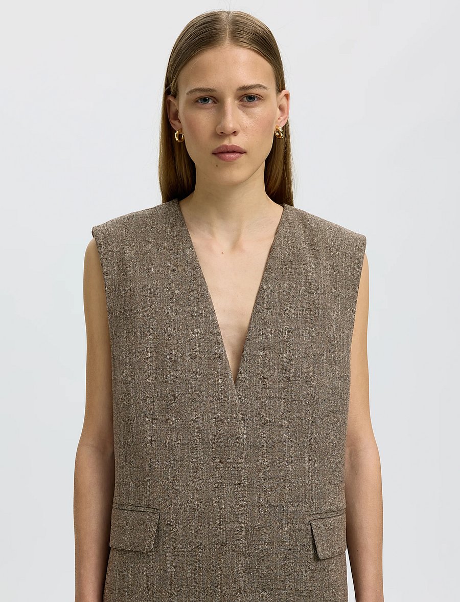 Selected - SLWRELAXED EZMA VEST - veste - chocolate chip - 4