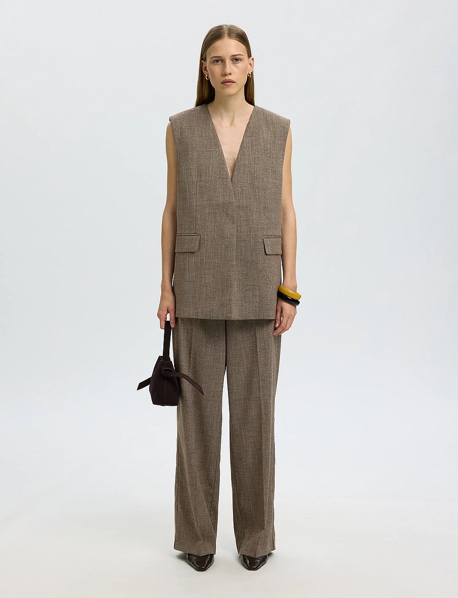Selected - SLWRELAXED EZMA VEST - veste - chocolate chip - 5