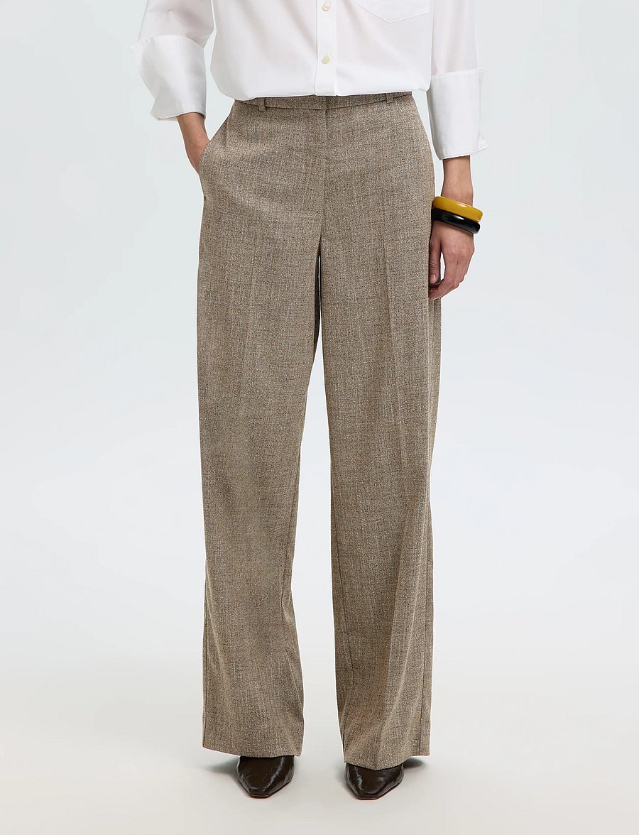 Selected - SLWWIDE EZMA MW PANT - anzugshosen - chocolate chip - 0