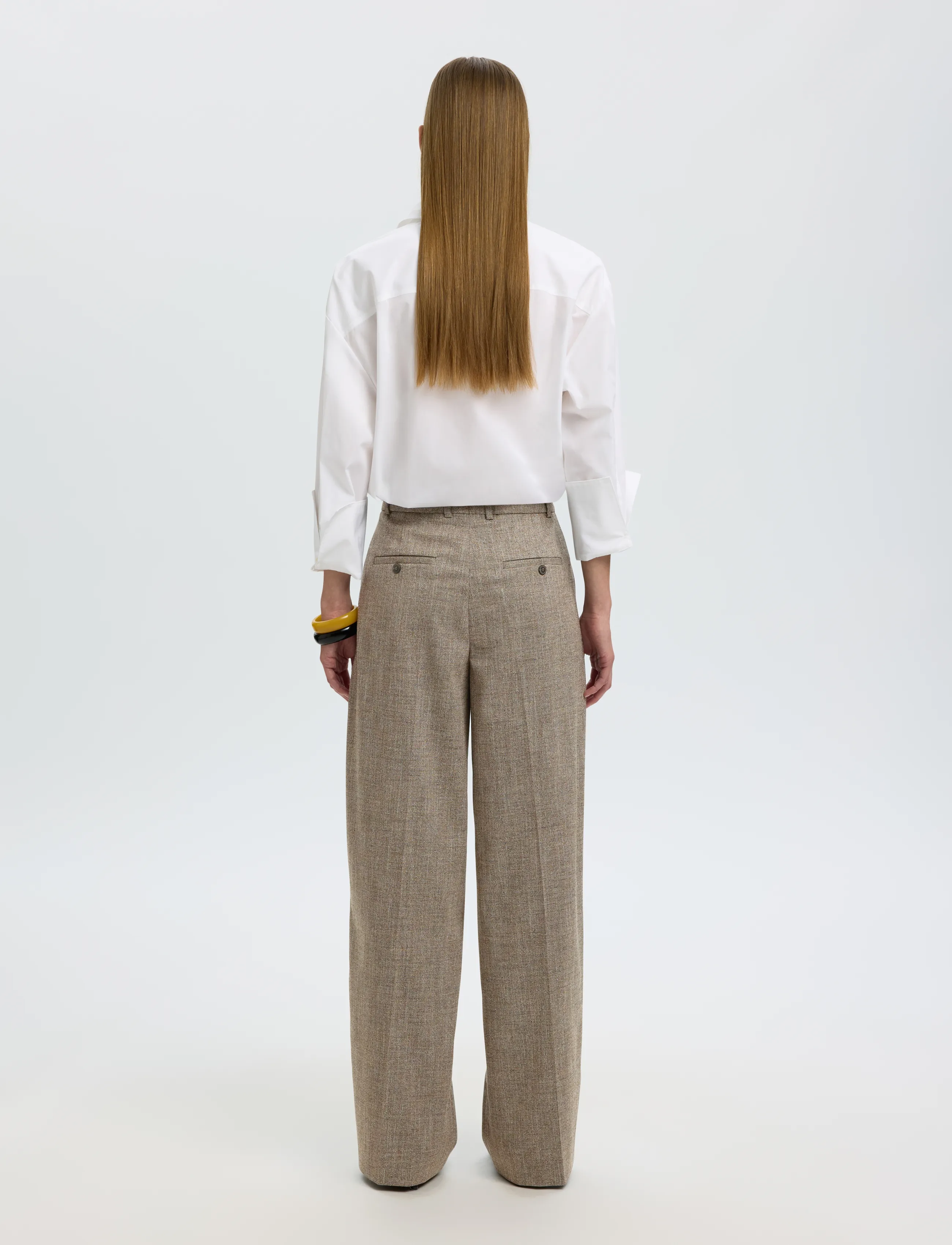 Selected - SLWWIDE EZMA MW PANT - anzugshosen - chocolate chip - 2