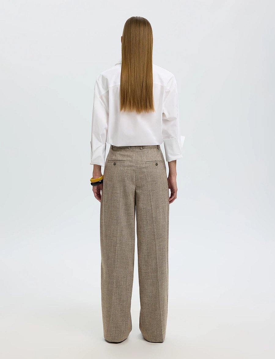 Selected - SLWWIDE EZMA MW PANT - anzugshosen - chocolate chip - 2