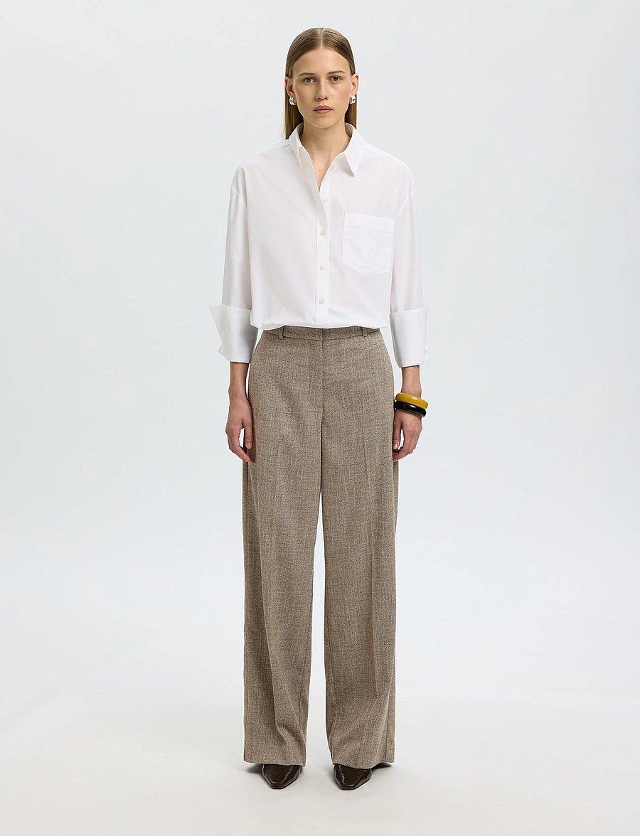 Selected - SLWWIDE EZMA MW PANT - anzugshosen - chocolate chip - 3