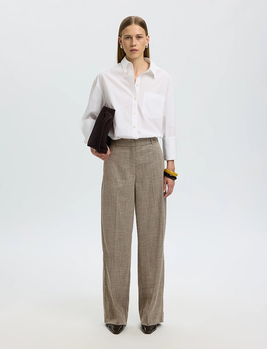 Selected - SLWWIDE EZMA MW PANT - anzugshosen - chocolate chip - 5