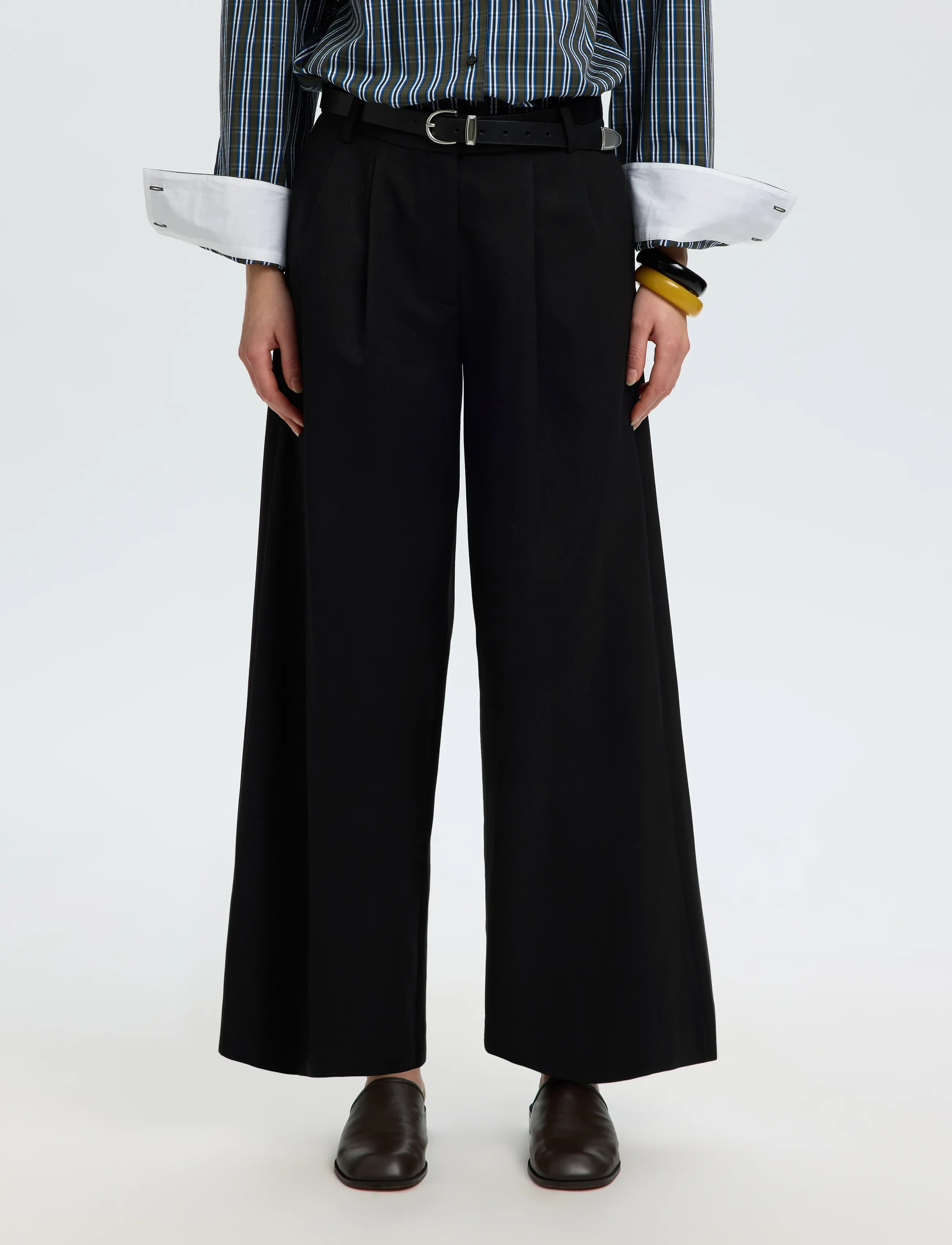 Selected SLWEXTRA WIDE HW THILDE PANT - Pidulikud püksid - BLACK / black
