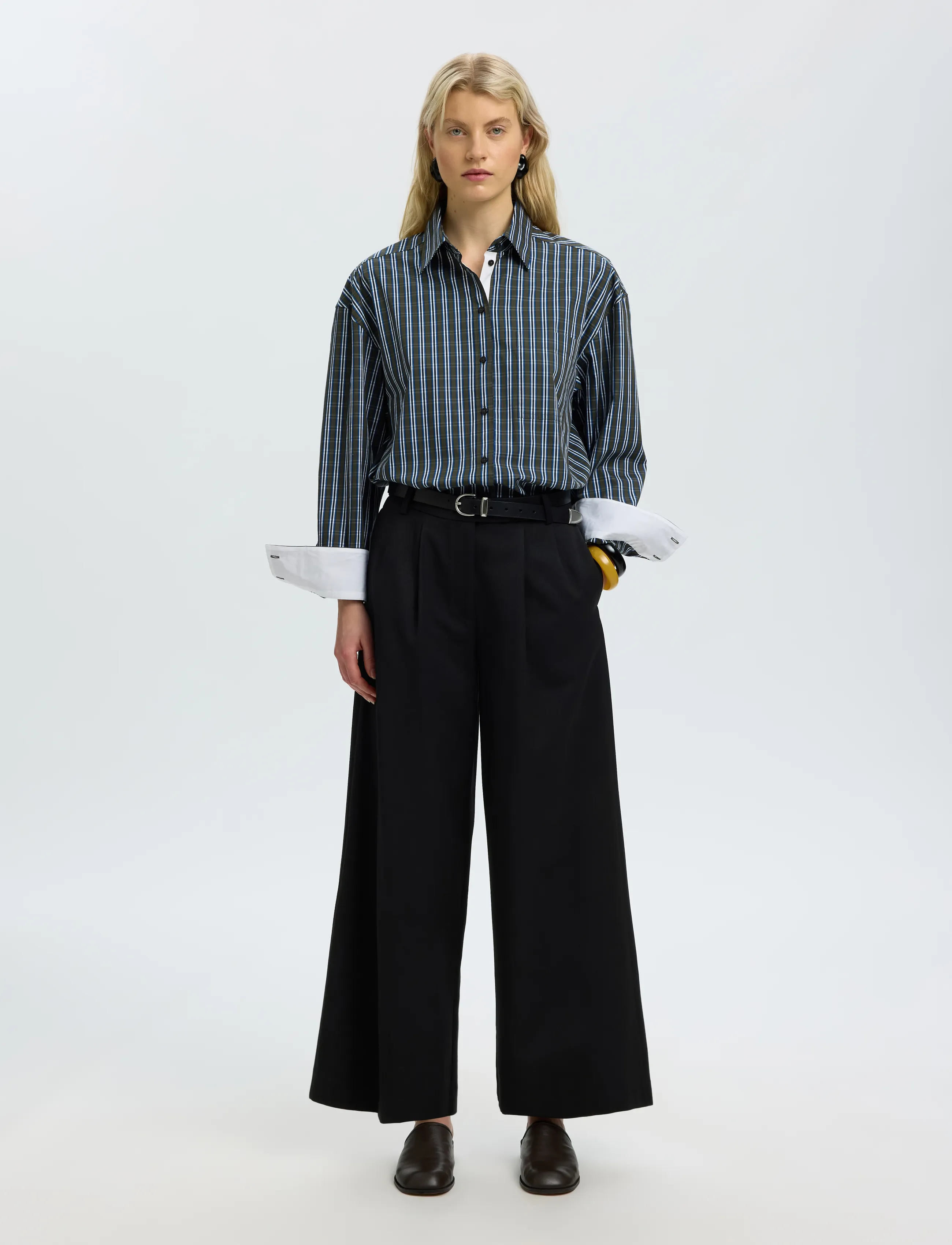 Selected - SLWEXTRA WIDE HW THILDE PANT - black - 3
