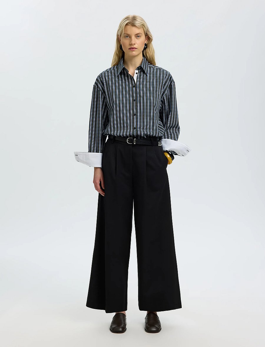 Selected - SLWEXTRA WIDE HW THILDE PANT - black - 3
