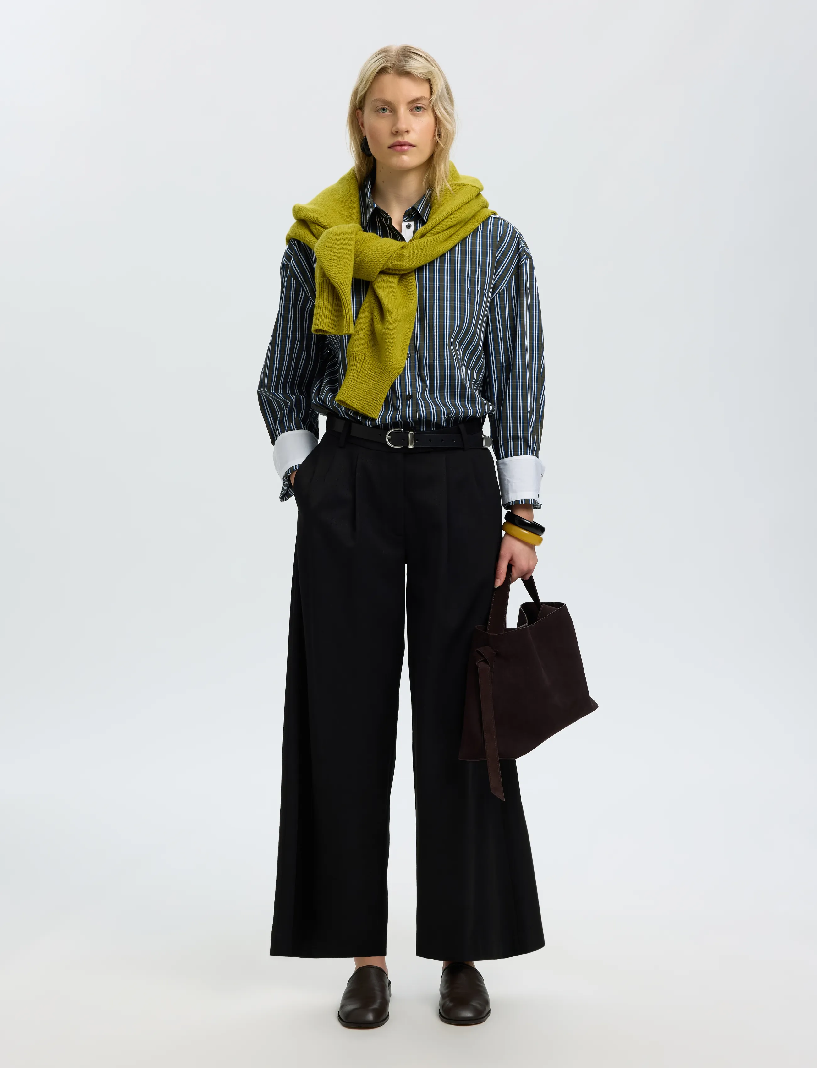 Selected - SLWEXTRA WIDE HW THILDE PANT - black - 5