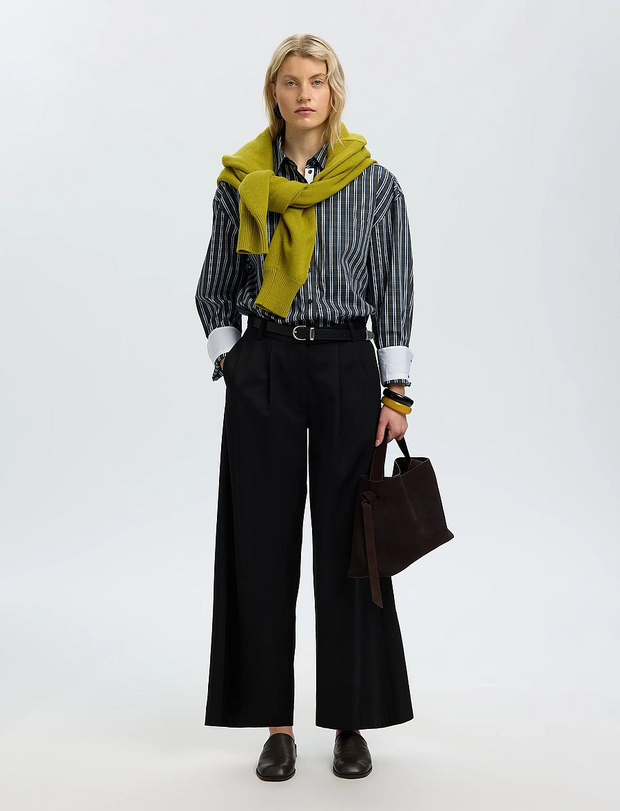Selected - SLWEXTRA WIDE HW THILDE PANT - black - 5