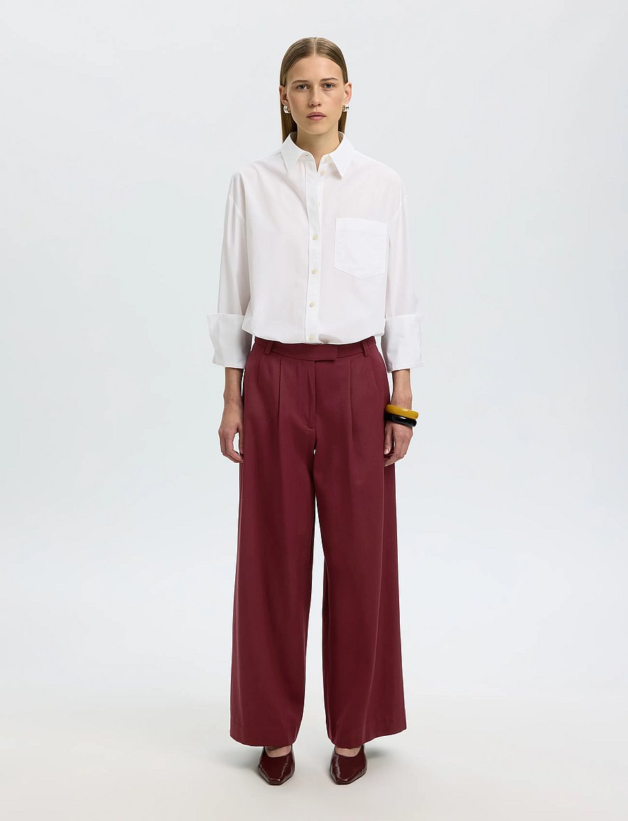 Selected - SLWEXTRA WIDE HW THILDE PANT - tawny port - 3