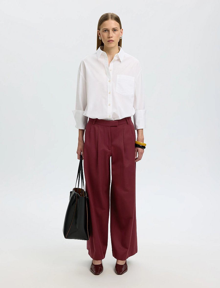 Selected - SLWEXTRA WIDE HW THILDE PANT - tawny port - 5