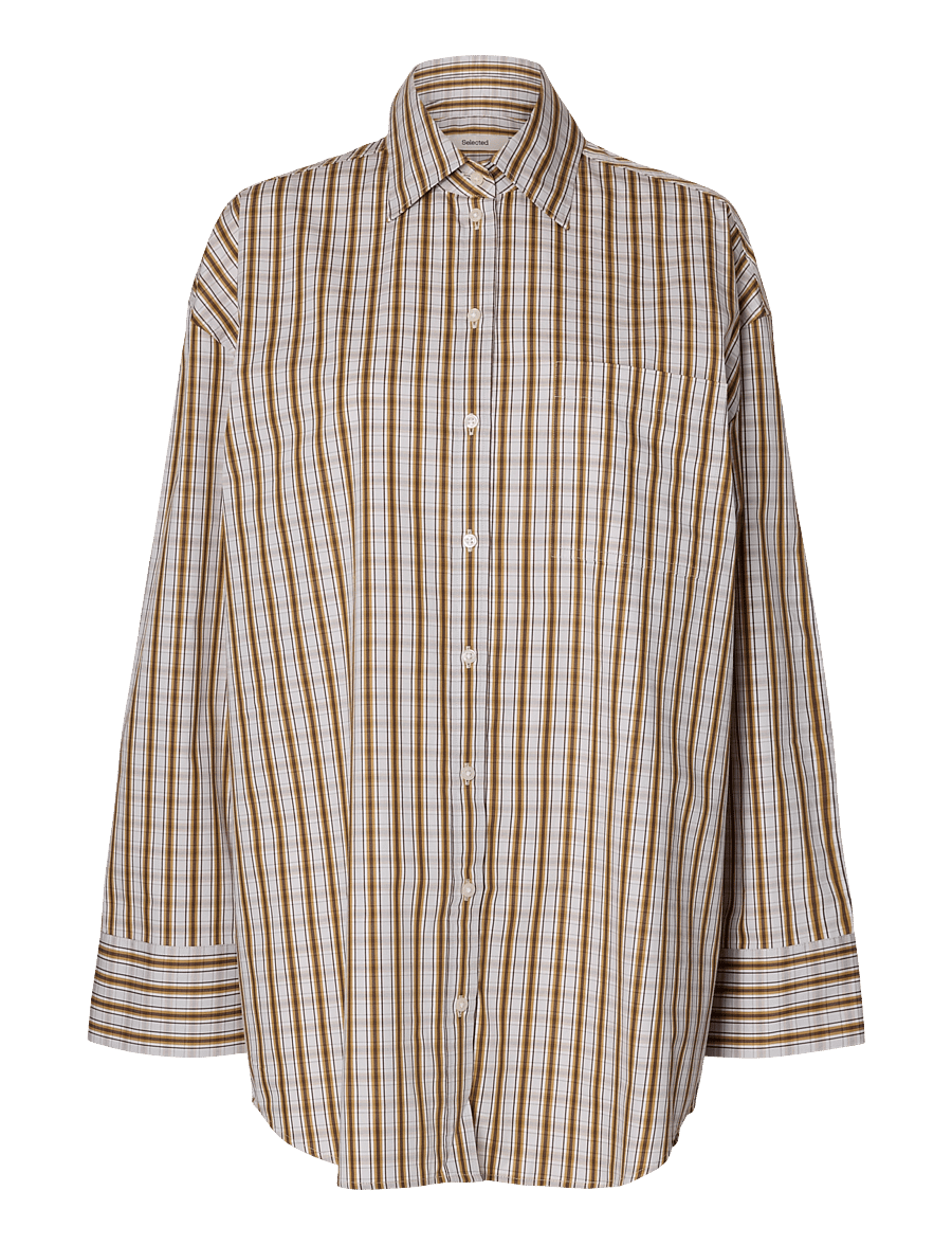Selected - SLWEDEN OVERSIZED LS POCKET SHIRT - langärmlige hemden - egret - 0