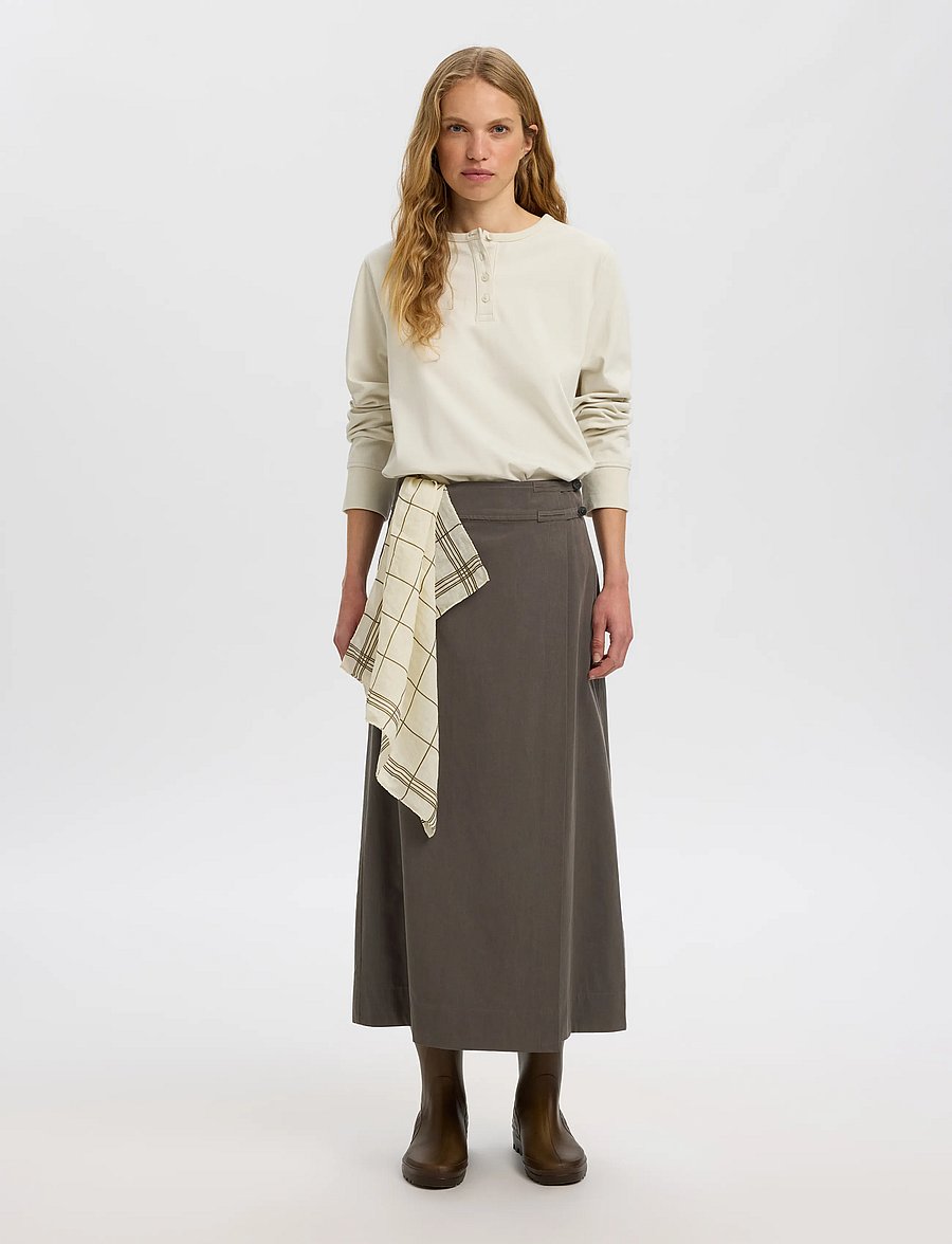 Selected - SLWTALIA HW ANKLE WRAP SKIRT DOMESTIC - wickelröcke - turkish coffee - 3