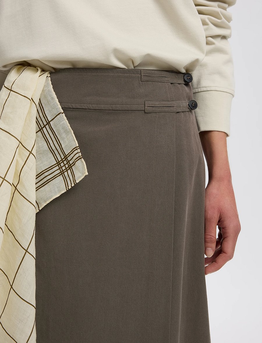 Selected - SLWTALIA HW ANKLE WRAP SKIRT DOMESTIC - wickelröcke - turkish coffee - 4