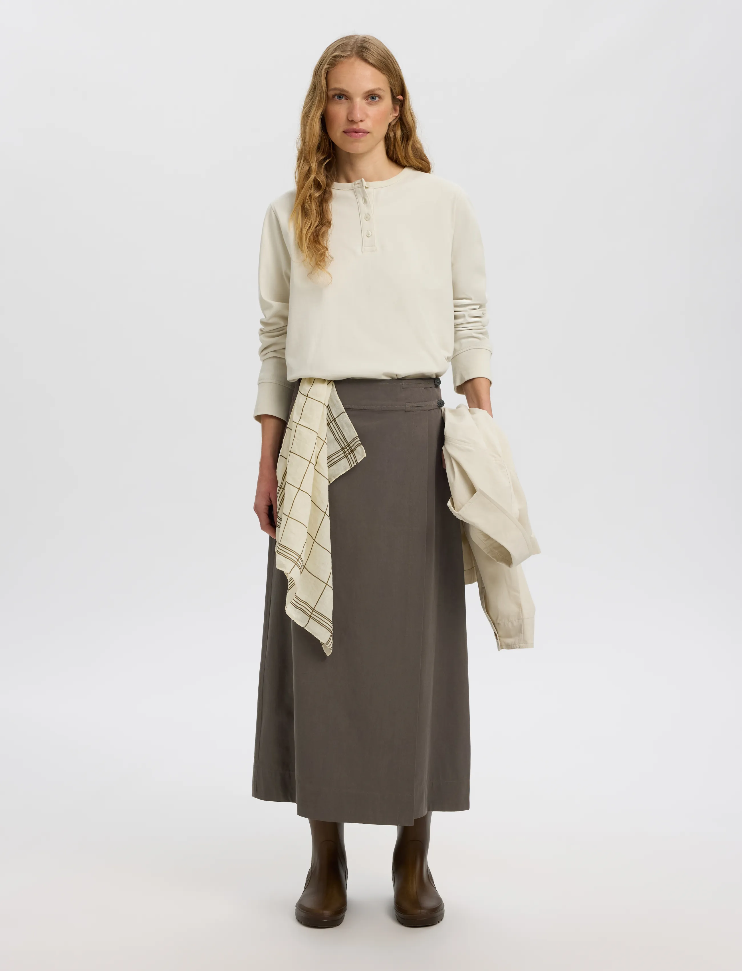 Selected - SLWTALIA HW ANKLE WRAP SKIRT DOMESTIC - turkish coffee - 5