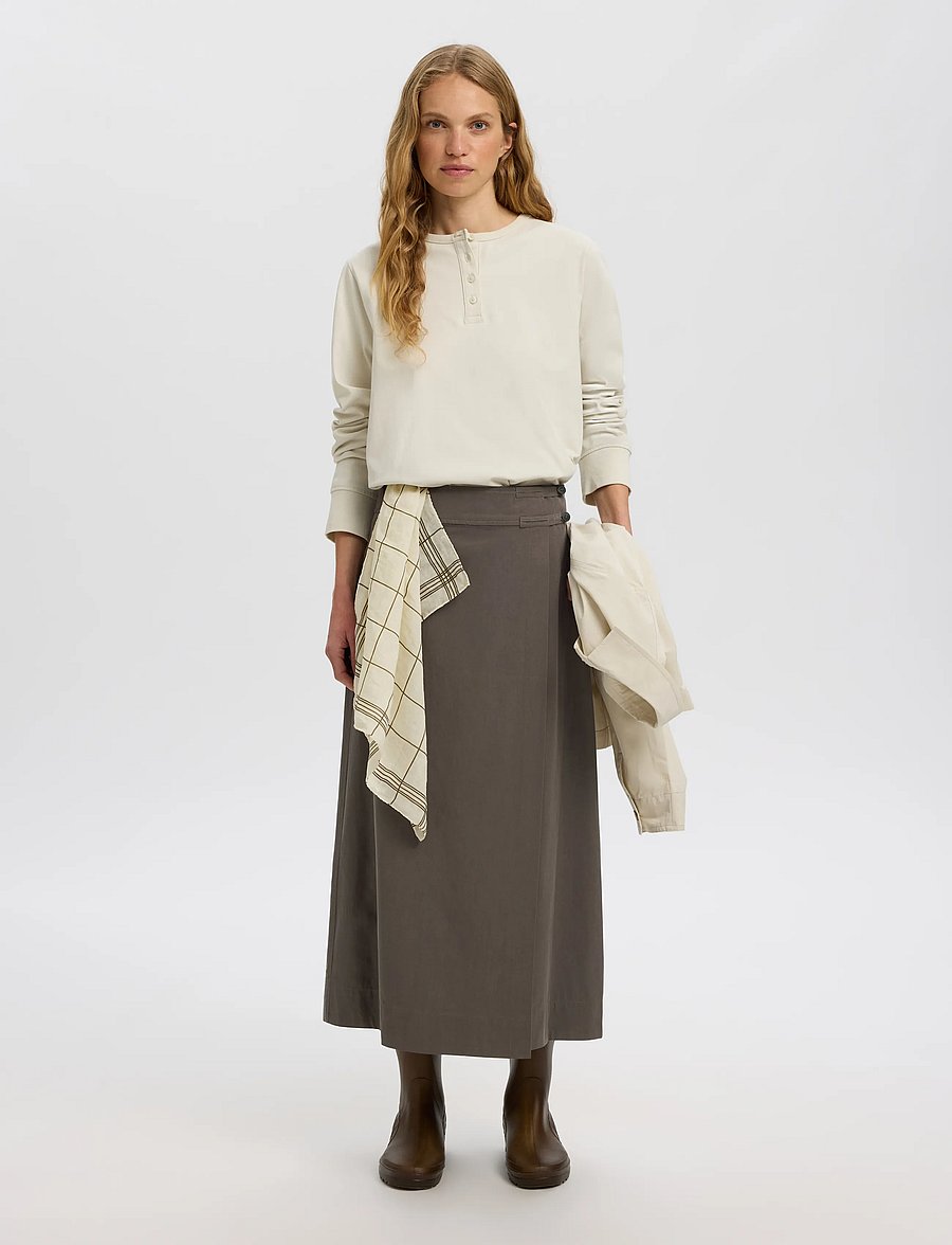 Selected - SLWTALIA HW ANKLE WRAP SKIRT DOMESTIC - wickelröcke - turkish coffee - 5