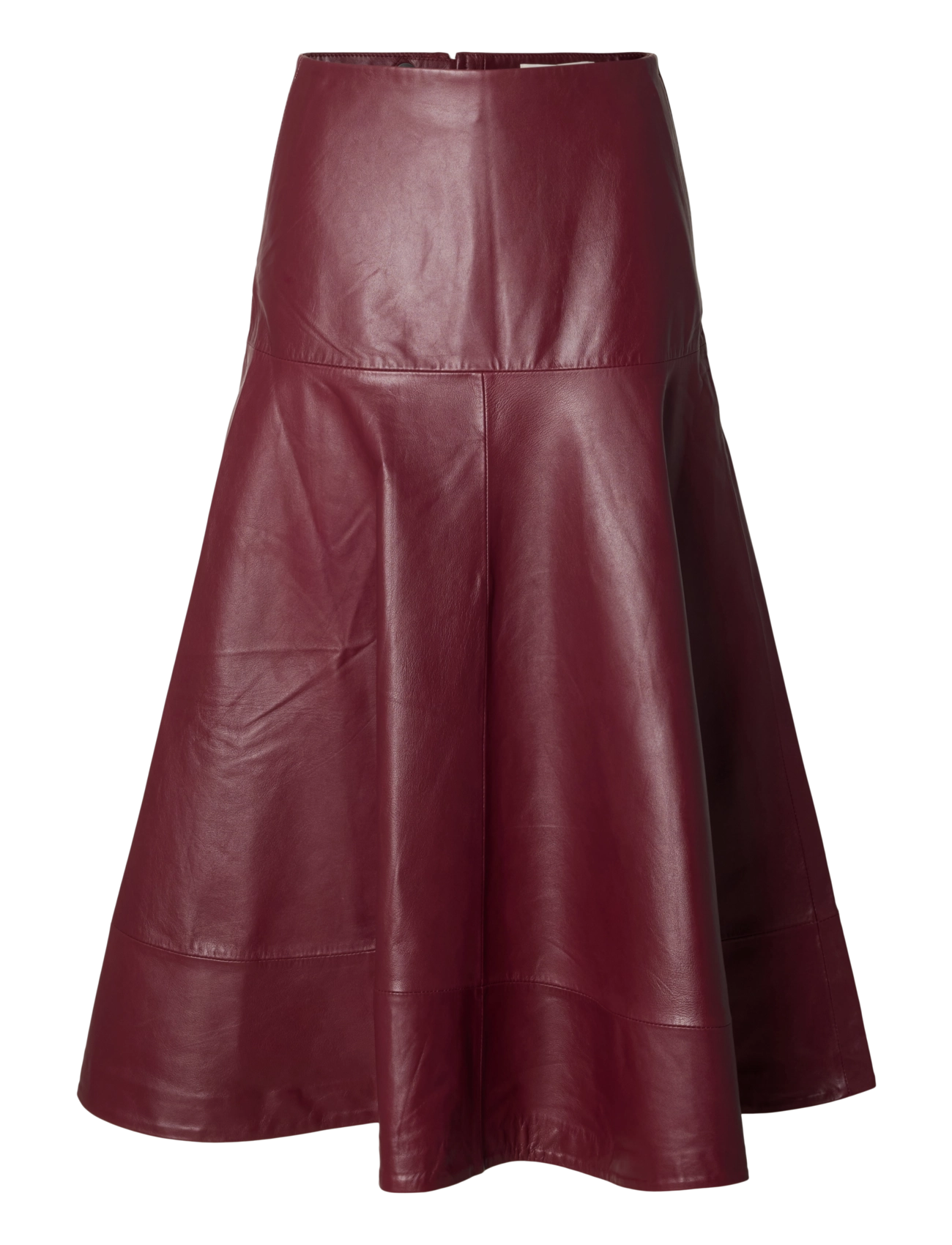 Selected - SLWOLYMPIA HW LEATHER MIDI SKIRT - leather skirts - tawny port - 0