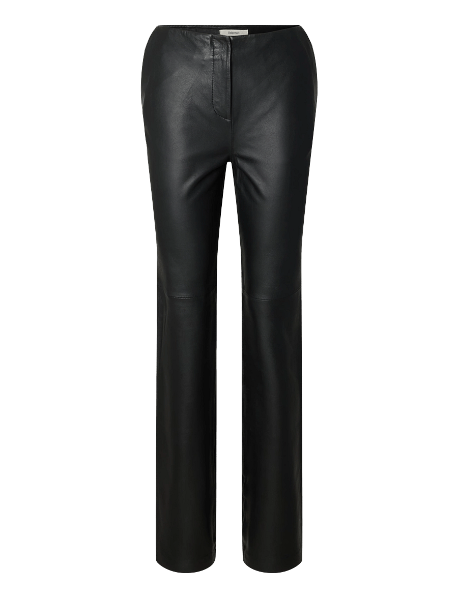 Selected - SLWBRANDA HW LEATHER PANT - black - 1