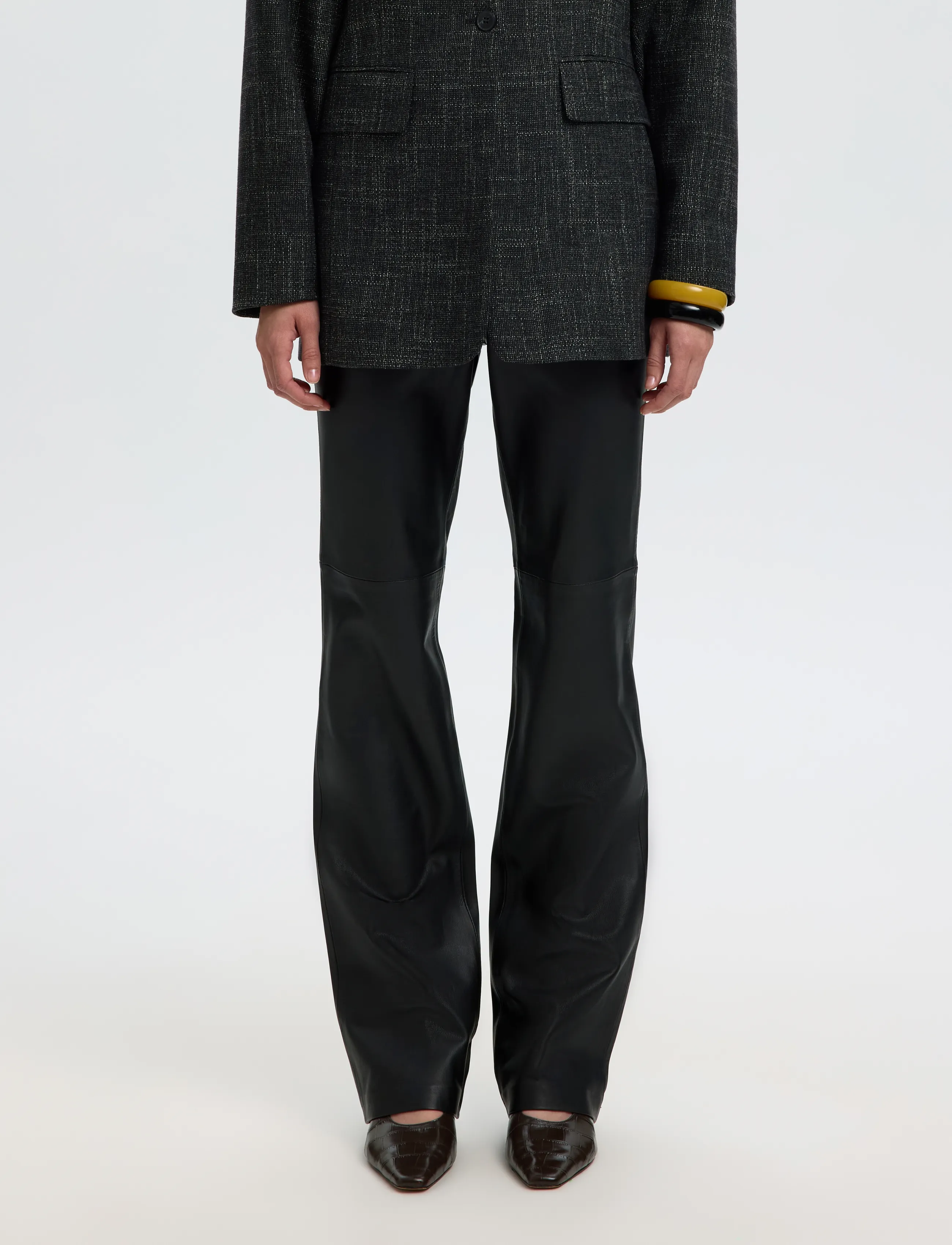 Selected SLWBRANDA HW LEATHER PANT - Püksid - BLACK / black