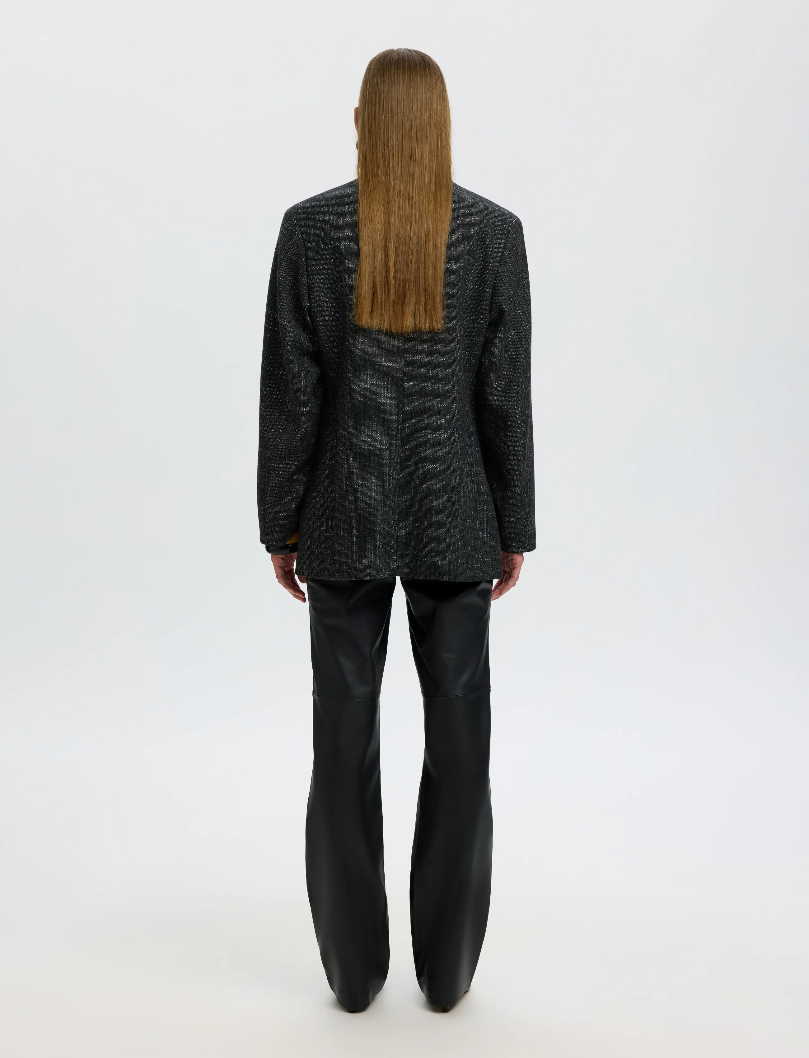 Selected - SLWBRANDA HW LEATHER PANT - black - 2