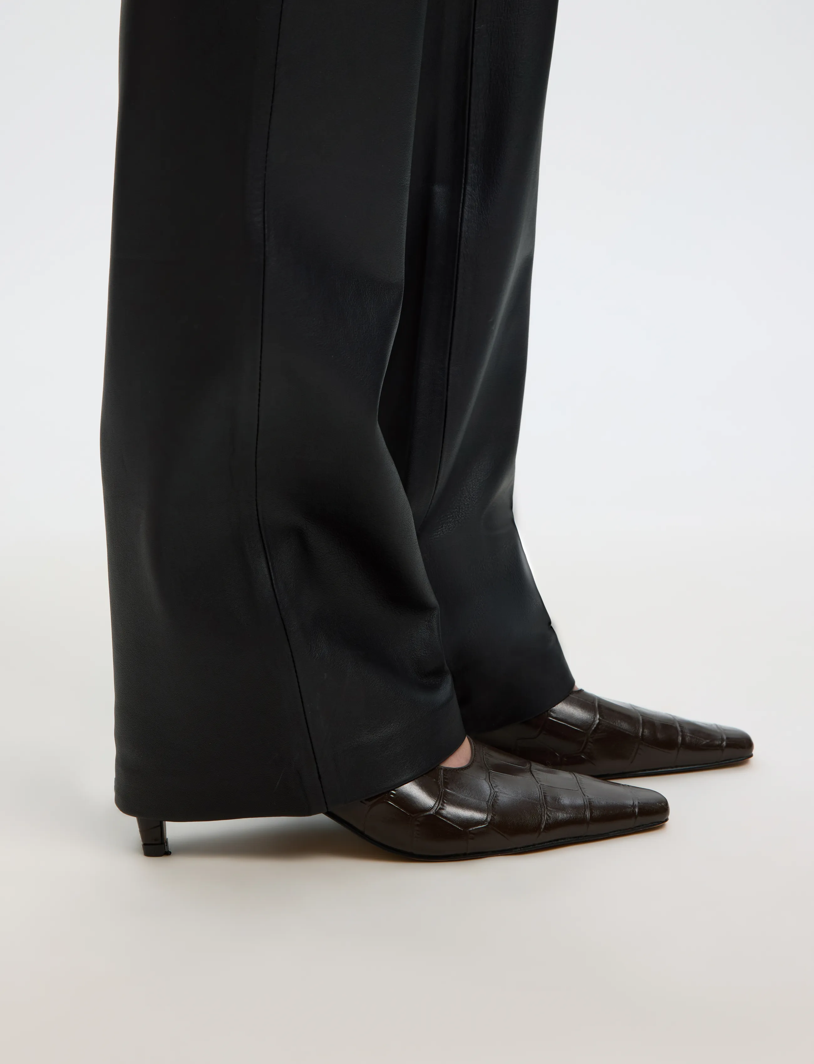 Selected - SLWBRANDA HW LEATHER PANT - black - 4