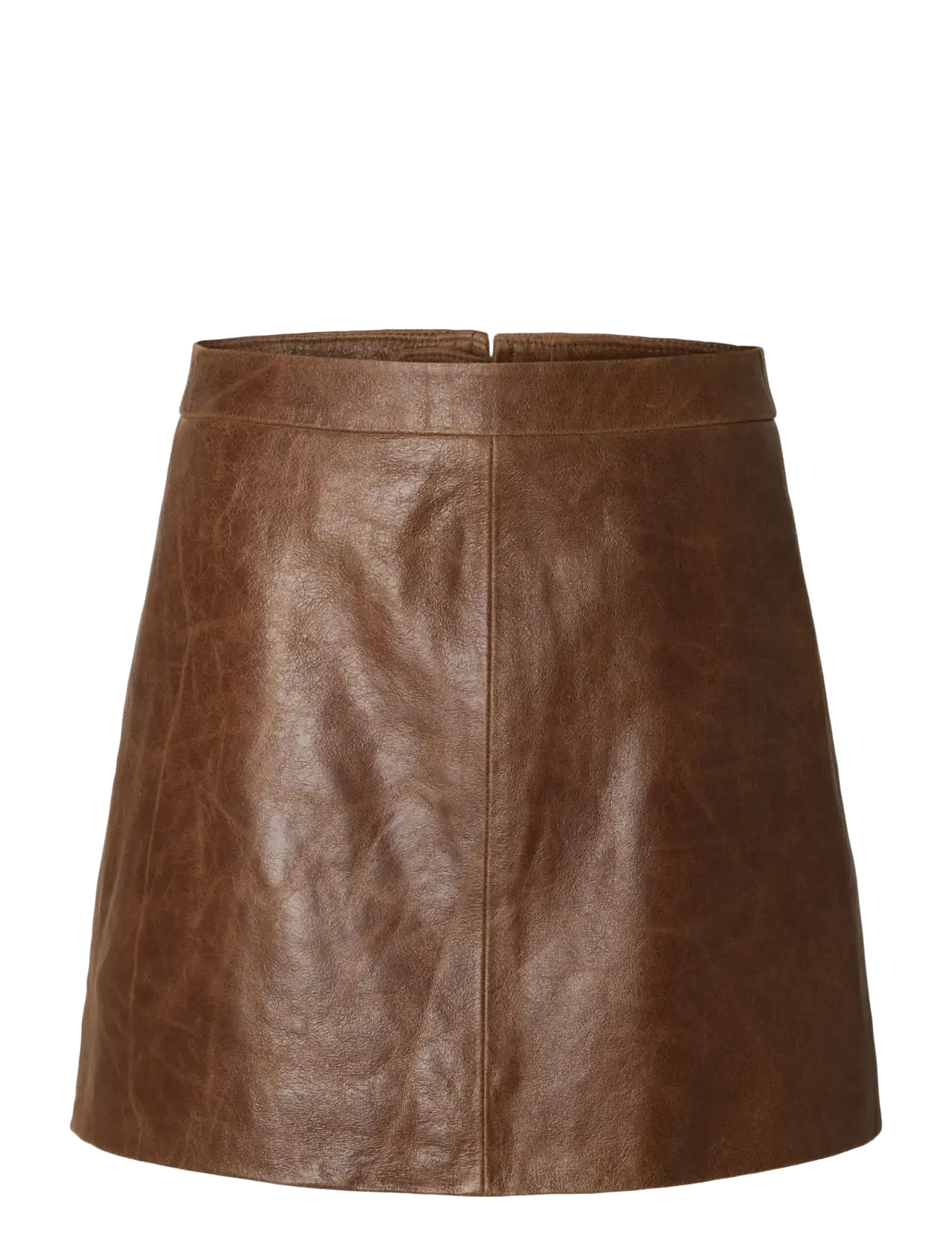 Selected SLWJIL LEATHER HW MINI SKIRT - Farben der Saison - DELICIOSO / brown