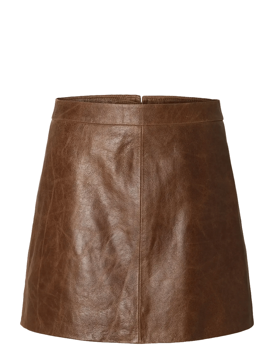 Selected - SLWJIL LEATHER HW MINI SKIRT - delicioso - 1