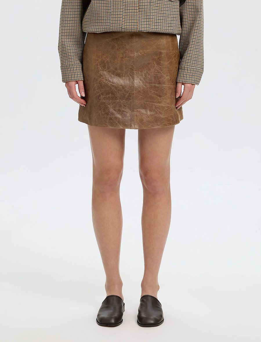 Selected - SLWJIL LEATHER HW MINI SKIRT - delicioso - 0