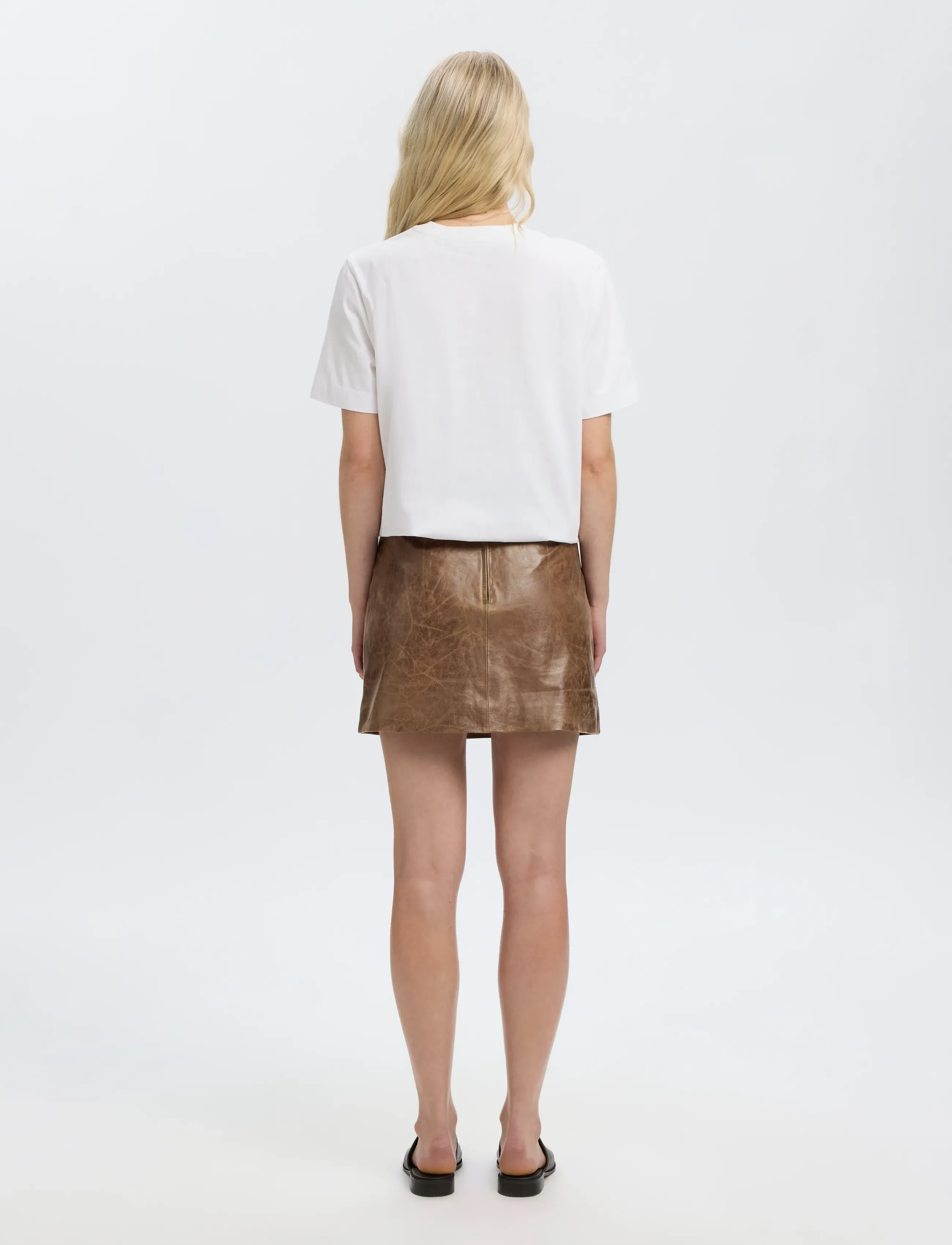 Selected - SLWJIL LEATHER HW MINI SKIRT - delicioso - 2
