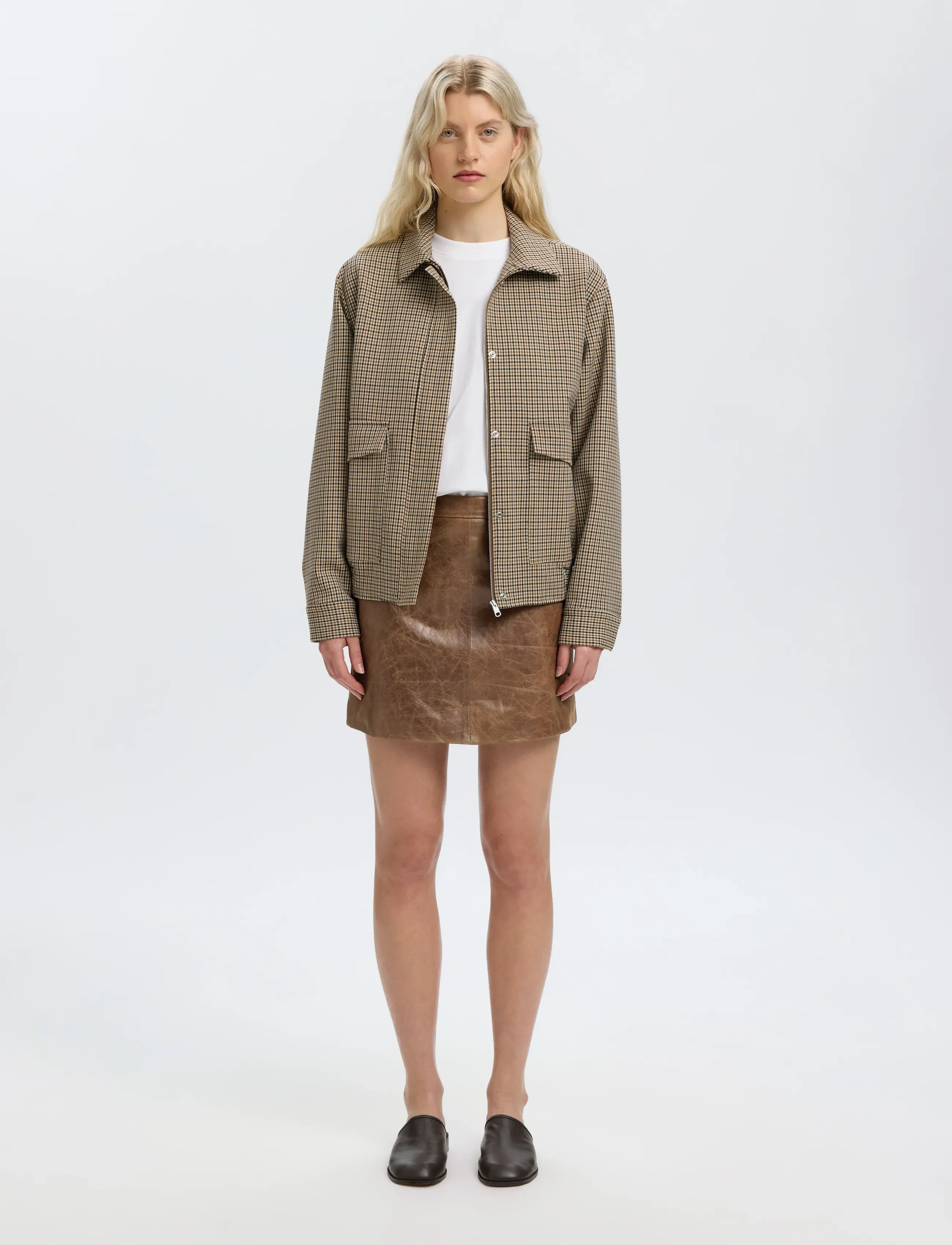 Selected - SLWJIL LEATHER HW MINI SKIRT - delicioso - 3
