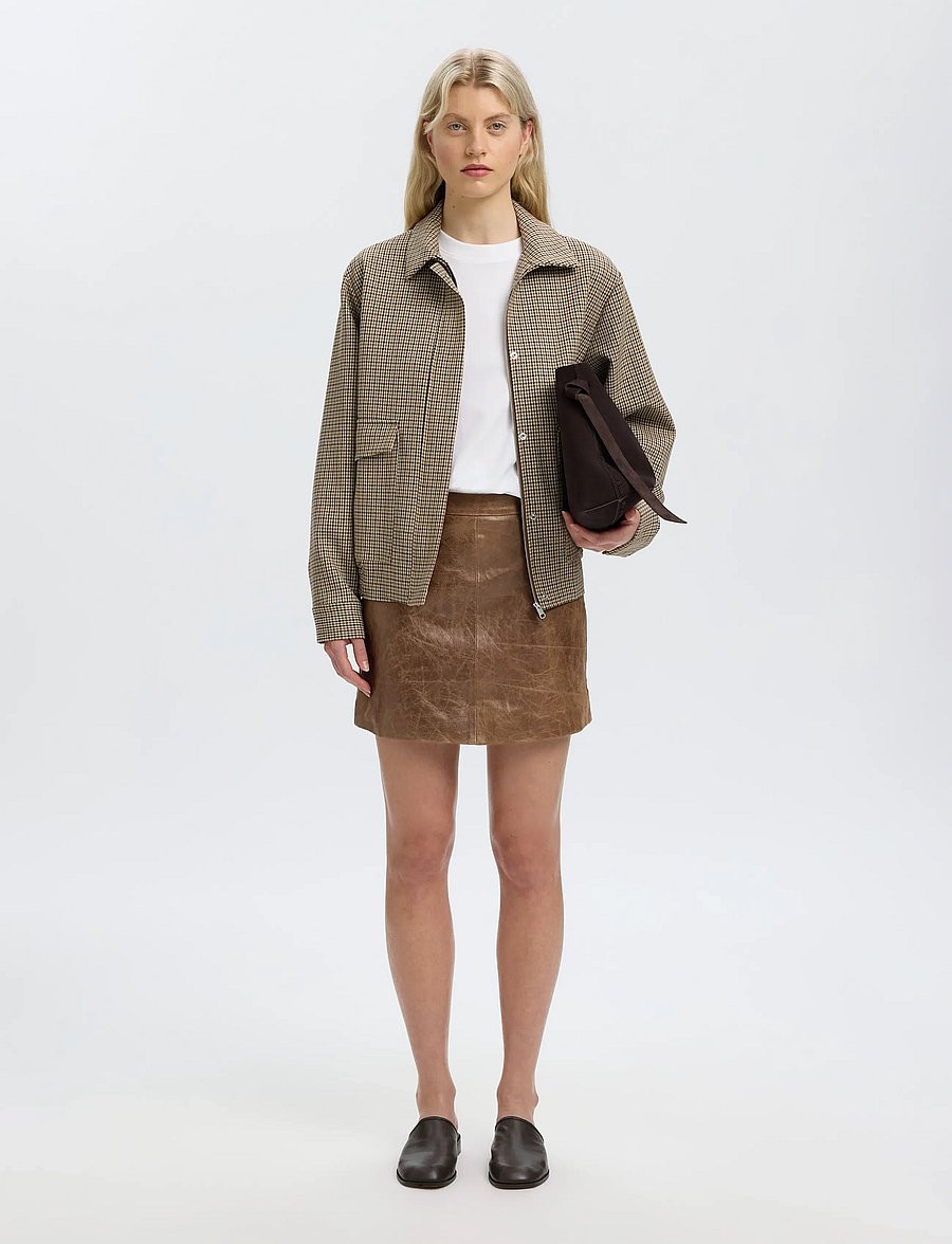 Selected - SLWJIL LEATHER HW MINI SKIRT - delicioso - 5