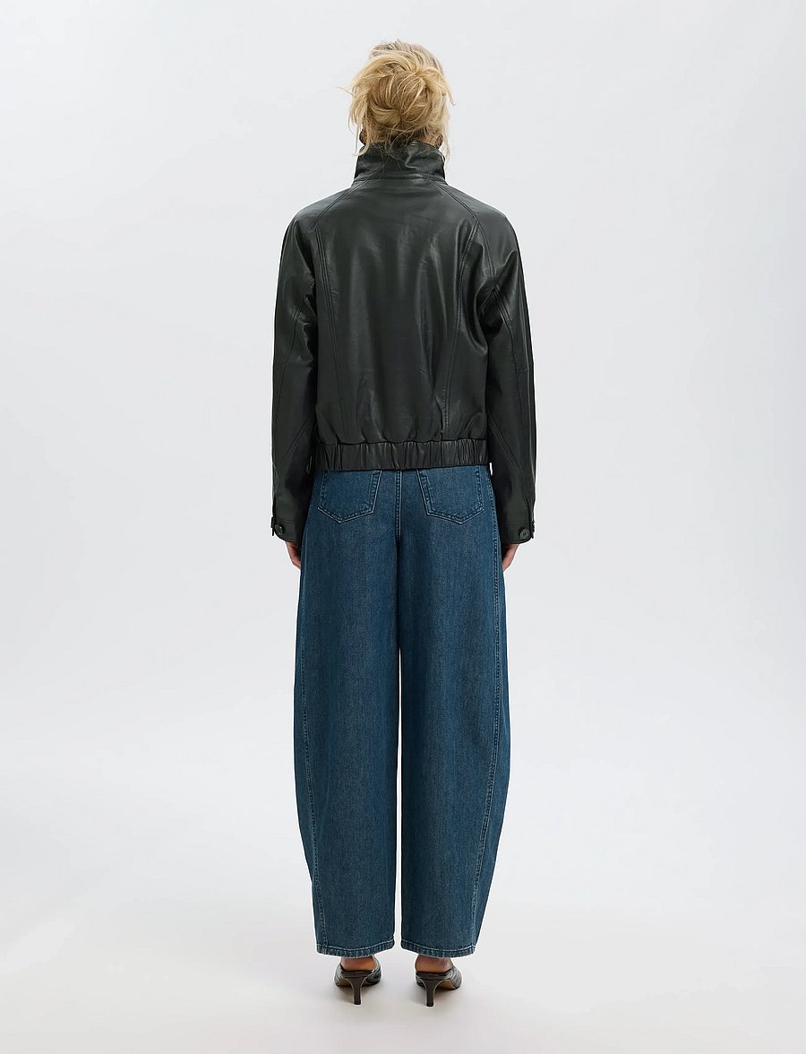 Selected - SLWZENIA LEATHER JACKET - black - 2