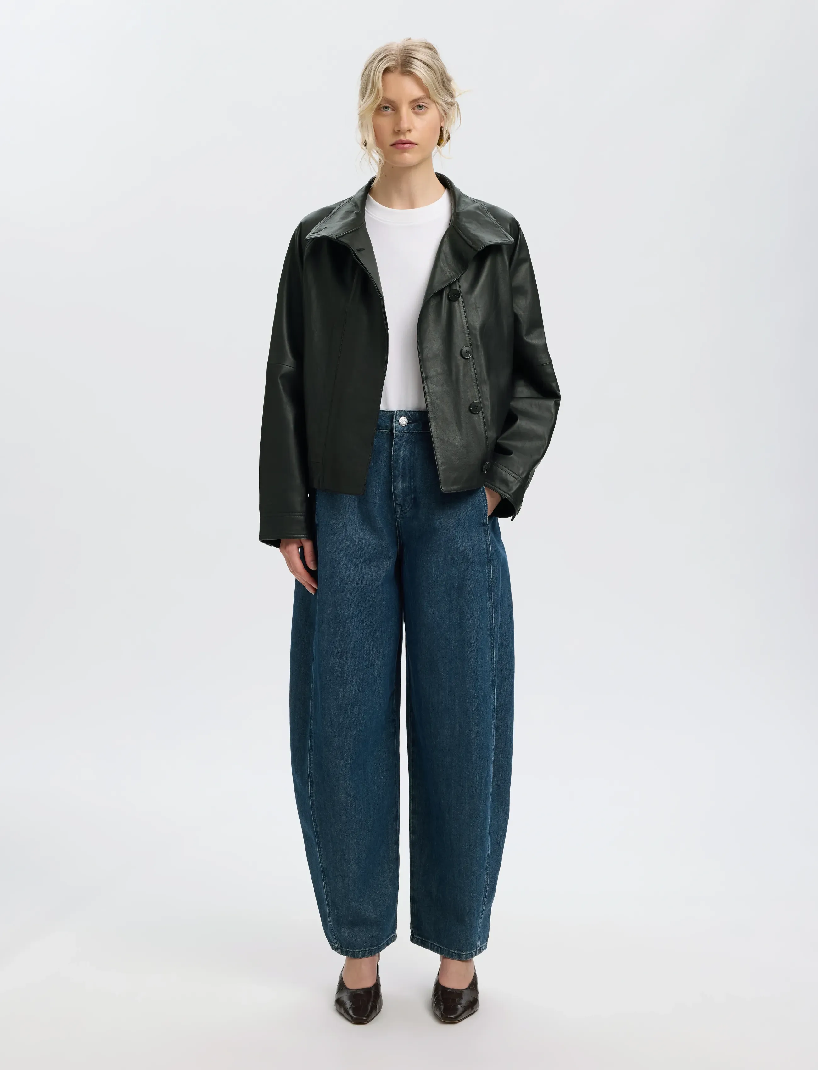Selected - SLWZENIA LEATHER JACKET - black - 3