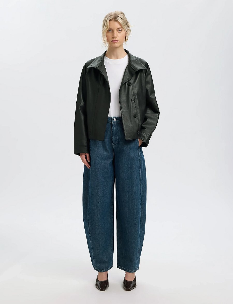 Selected - SLWZENIA LEATHER JACKET - black - 3