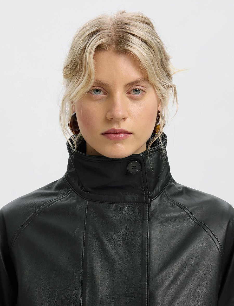Selected - SLWZENIA LEATHER JACKET - black - 4