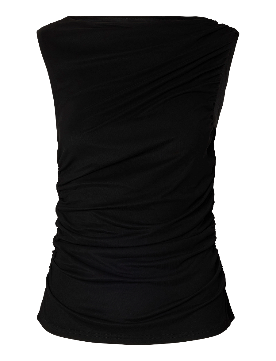 Selected - SLWMIRA FITTED SL TOP - linnen - black - 1