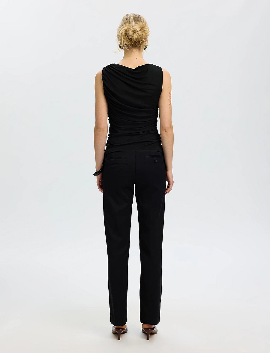 Selected - SLWMIRA FITTED SL TOP - linnen - black - 2