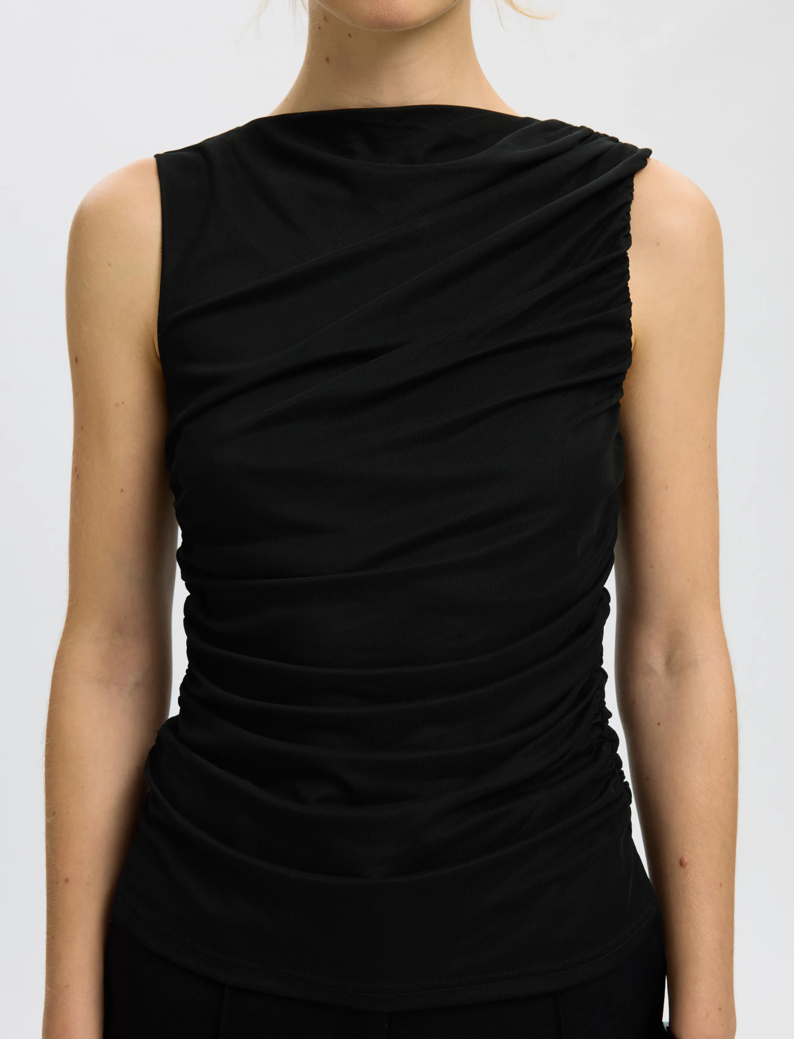 Selected - SLWMIRA FITTED SL TOP - linnen - black - 4