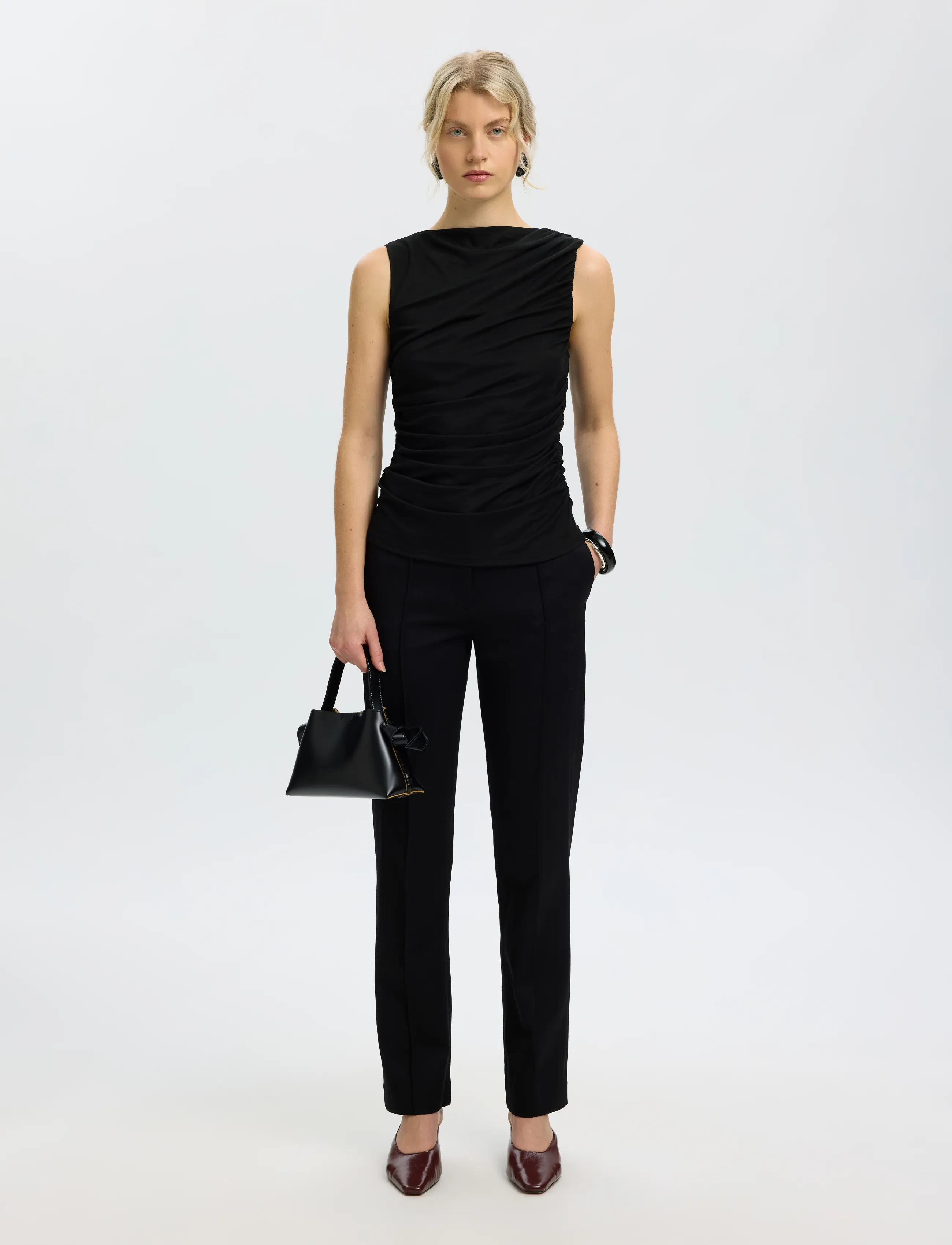 Selected - SLWMIRA FITTED SL TOP - linnen - black - 5