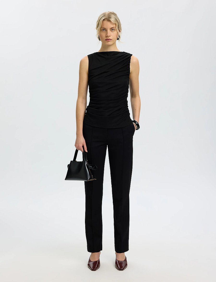 Selected - SLWMIRA FITTED SL TOP - linnen - black - 5