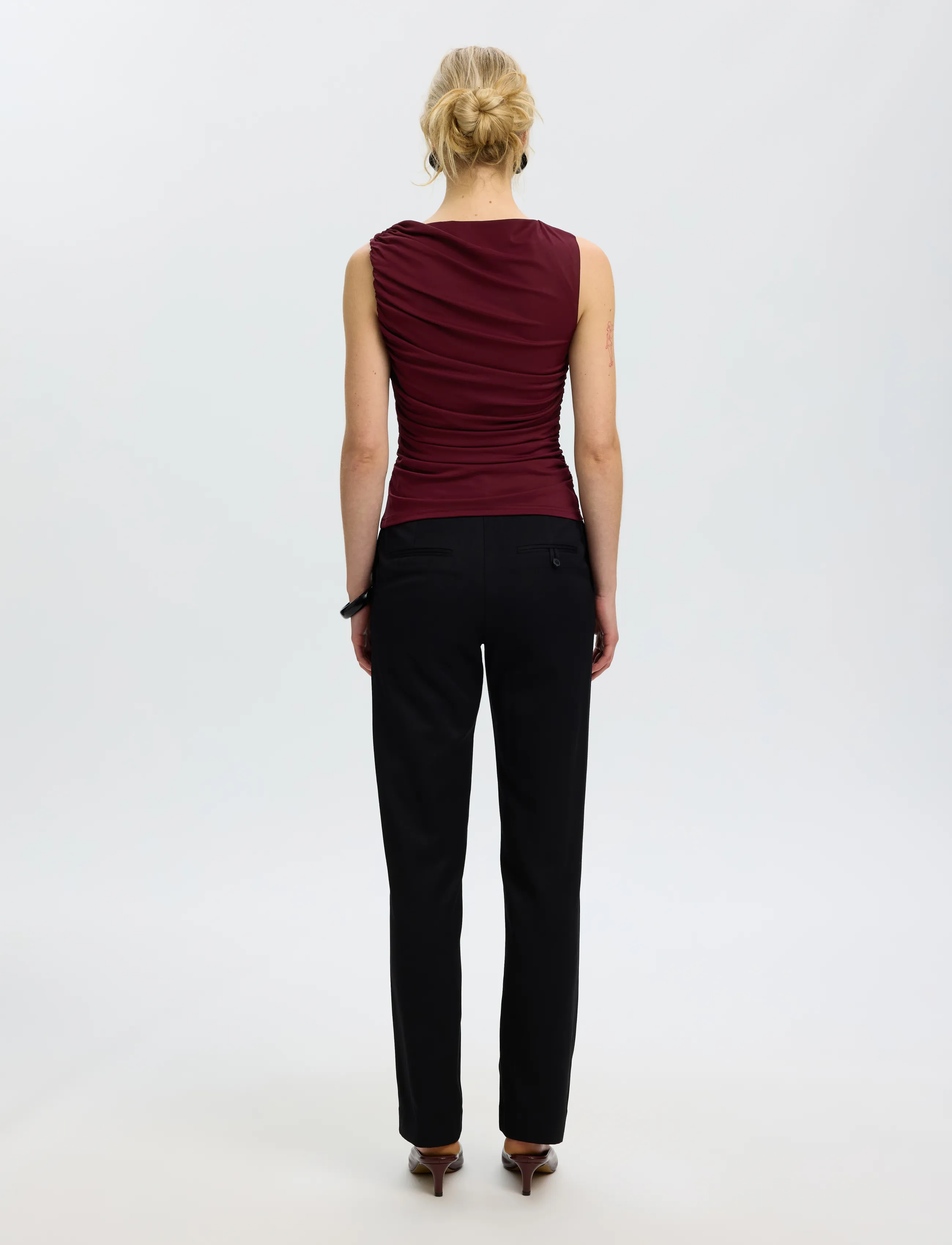 Selected - SLWMIRA FITTED SL TOP - herbstersparnisse - tawny port - 2