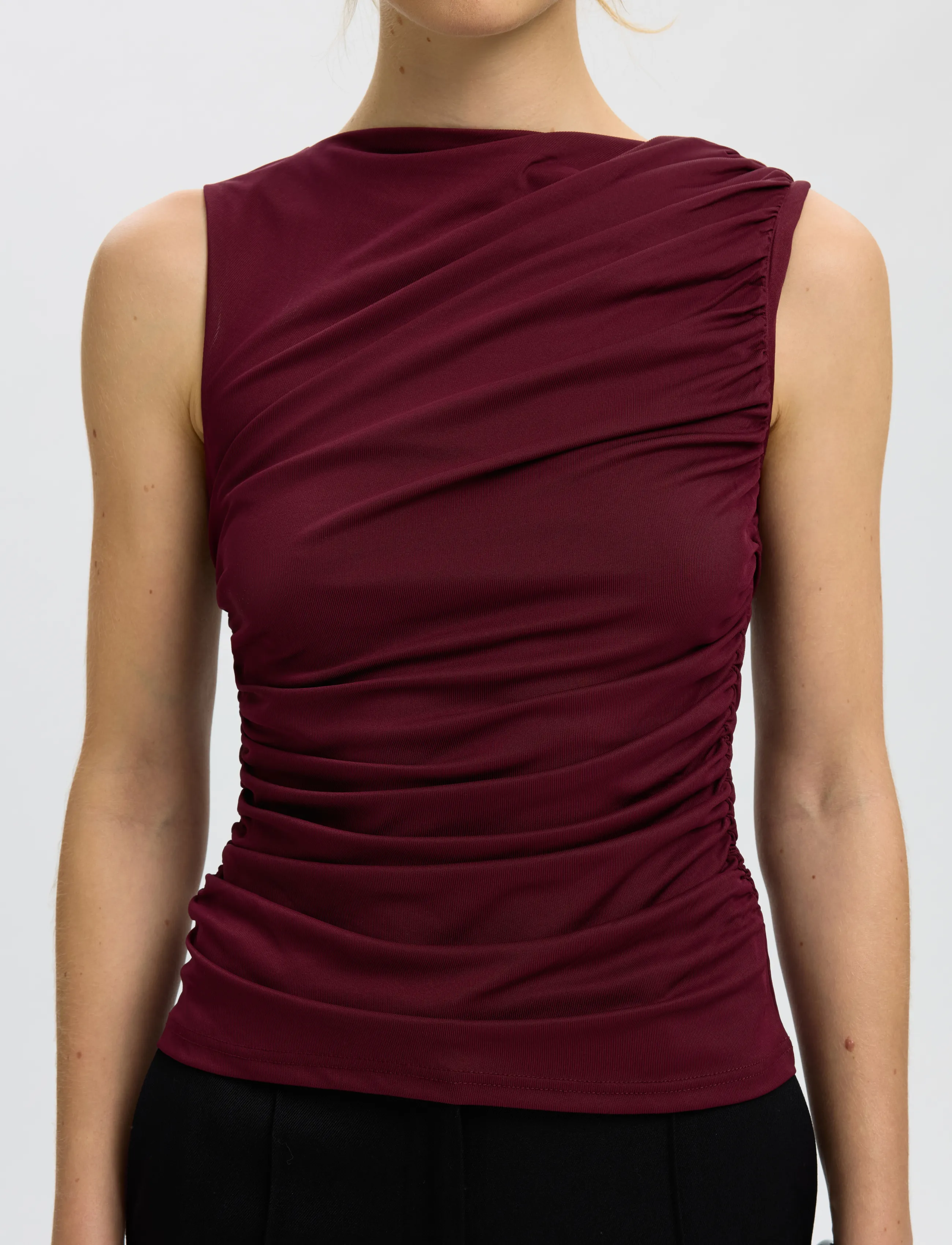 Selected - SLWMIRA FITTED SL TOP - herbstersparnisse - tawny port - 4