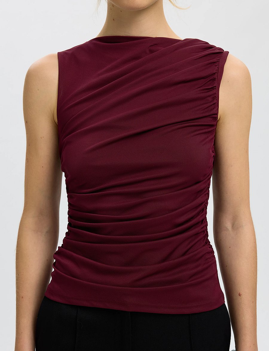Selected - SLWMIRA FITTED SL TOP - Ärmellose tops - tawny port - 4