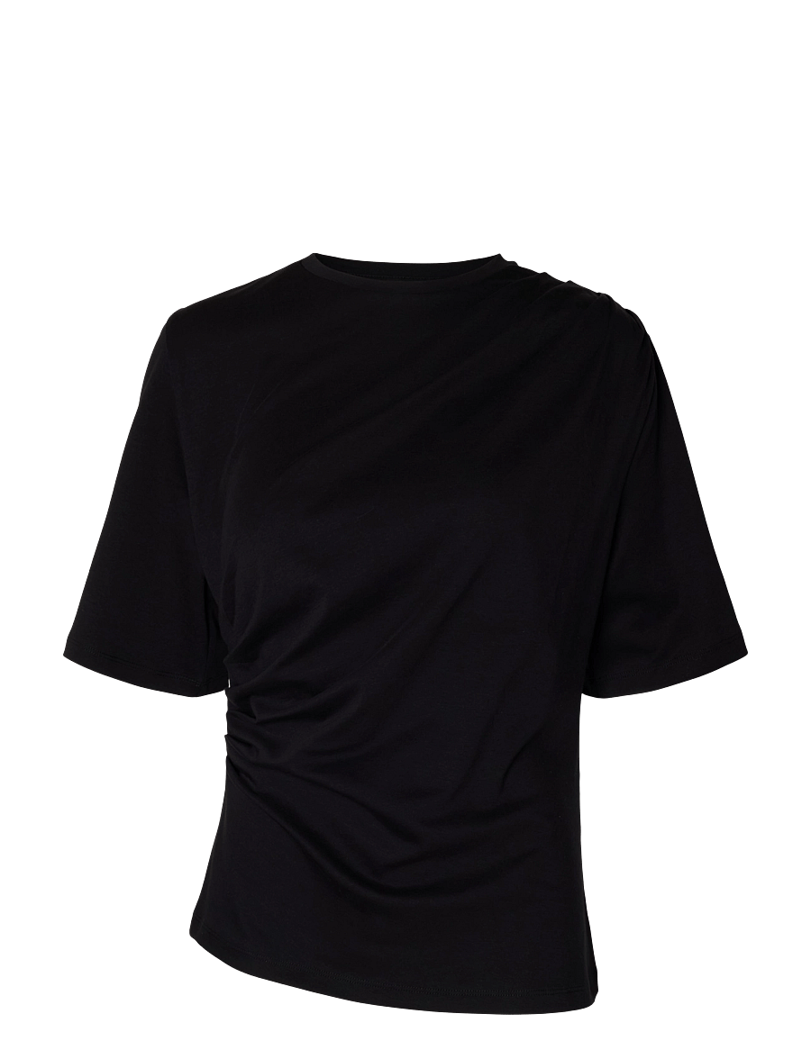 Selected - SLWOLINE LIGHT TWIST TEE - t-shirts - black - 1