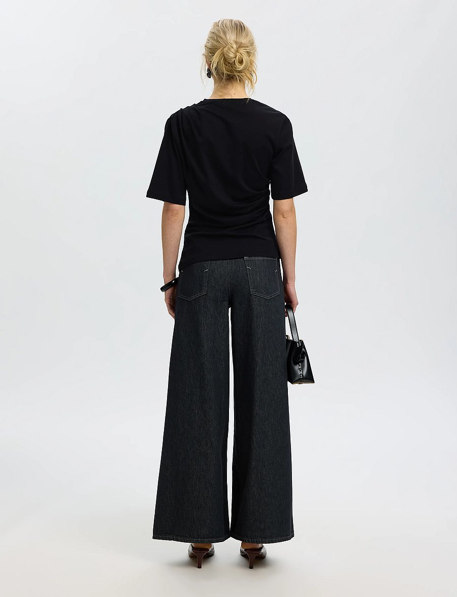 Selected - SLWOLINE LIGHT TWIST TEE - t-shirts - black - 2