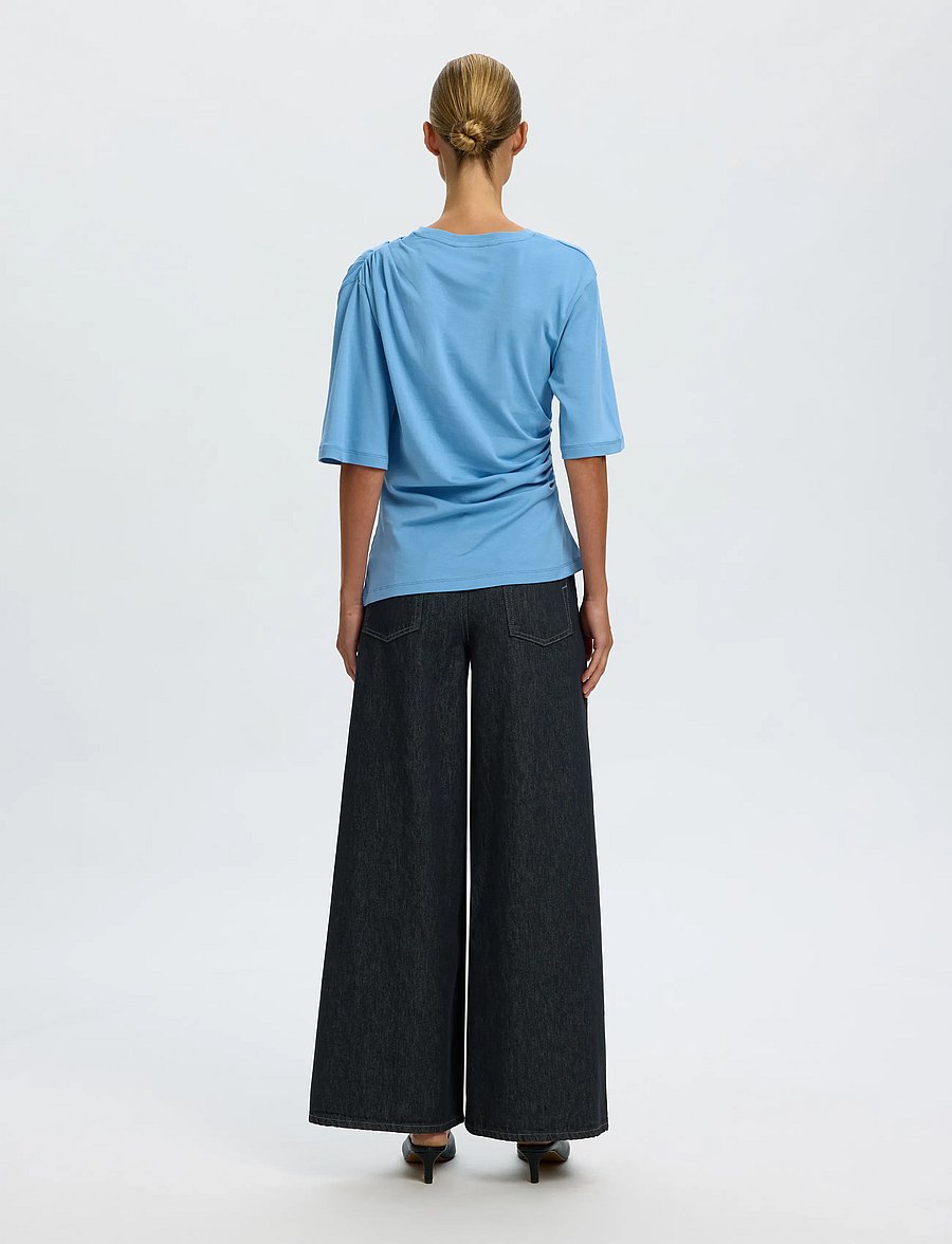 Selected - SLWOLINE LIGHT TWIST TEE NOOS - t-shirts - blissful blue - 3
